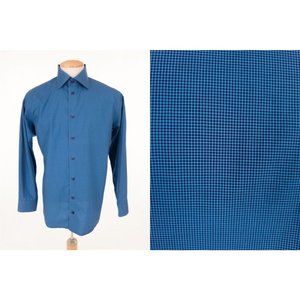 Eton Men's Blue Micro-Check Dress Shirt